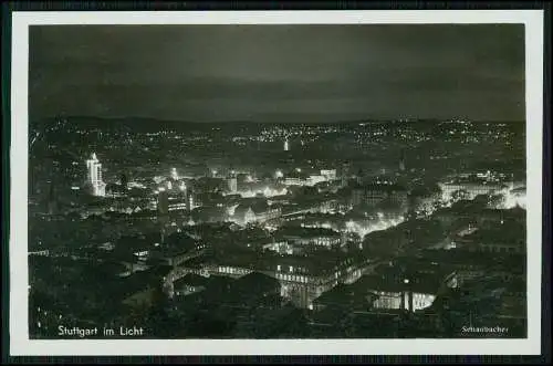 Foto AK Stuttgart im Licht Totalansicht die Stadt bei Nacht Echte Fotografie 193