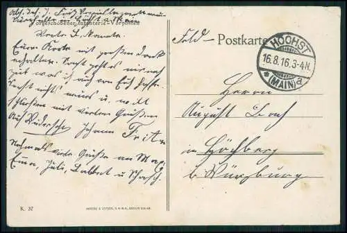 AK 1. WK Vorgeschobener Infanterieposten, Soldaten 1916 Höchst Main gelaufen