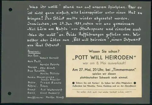 Fotoalbum-Seiten Fotos von 1946-54 Theater Bühne Henneberg Poppenbüttel Hamburg