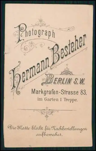 CDV - Fotografie Hermann Besteher Berlin-SW Markgrafenstrasse 83, Portrait Dame