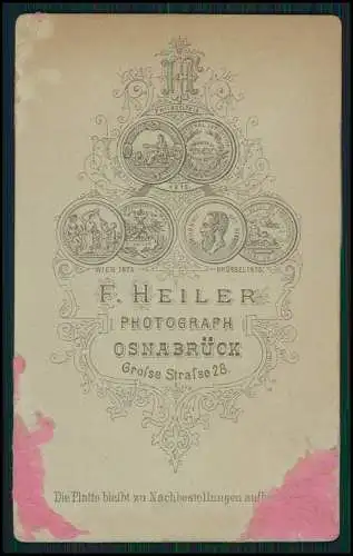 CDV - Fotografie F. Heiler, Osnabrück feine Dame hübsches Kleid