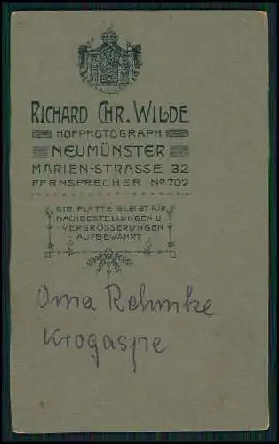 CDV - Fotografie Richard Chr Wilde Neumünster Marienstr. 32 Alte Frau Segelohren