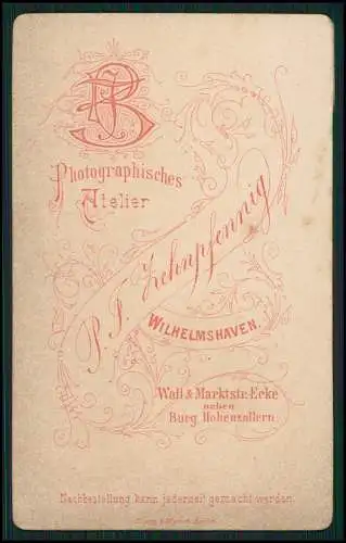 CDV - Fotografie P. J. Zehnpfennig Wilhelmshaven, Portrait Mann mit Zwierbelbart