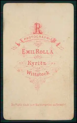 CDV - Fotografie Emil Rolla, Kyritz Wittstock Portrait Dame Kleid mit Brosche