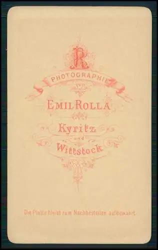 CDV - Fotografie Emil Rolla, Kyritz Wittstock Portrait Dame Kleid mit Medaillon