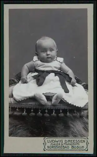 CDV Foto - Mädchen im Kleidchen Studioaufnahme, Atelier Ludwig Dreessen ,Büsum