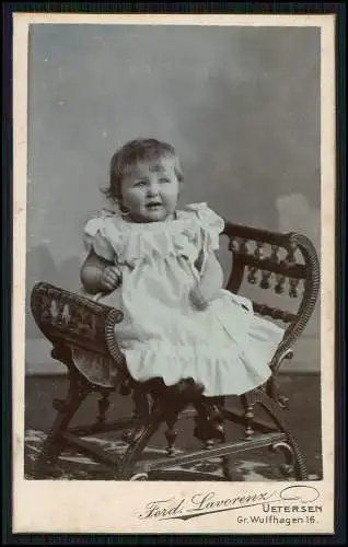 CDV Foto - Kleines Mädchen auf Bank Atelier Lavorenz Uetersen bei Hamburg