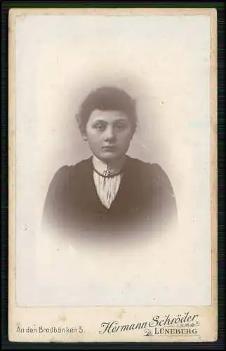 CDV Foto - Portrait feine junge Dame Atelier Hermann Schröder Lüneburg