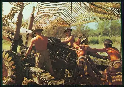 Foto AK englische Soldaten 1943 am 5,5-Zoll Geschütz Flak mit Tarnnetz