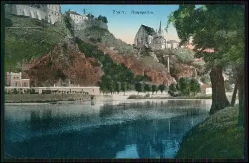 AK 1. WK Znaim Südmähren Thayapartie mit Burg 1915 Reserve-Spital Nr. 1 gelaufen