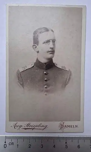 Foto CDV Portrait Soldat Schulterklappe 164-er Atelier August Striepling Hameln