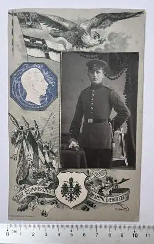 Foto Präge Kaiser Wilhelm CAB Soldat Seitengewehr Erinnerung an meine Dienstzeit