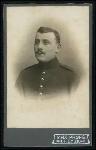 Foto CDV Soldat Portrait Uniform Atelier Profe Iława deutsch Eylau Ostpreußen