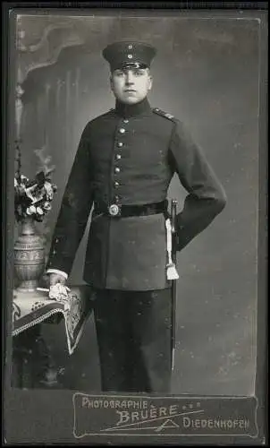 Foto CDV Soldat mit Seitengewehr Einheit siehe Schulterklappe Bruere Diedenhofen