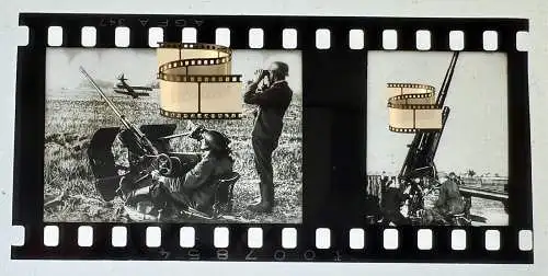 Zelluloid Dia-Negativ-Film Foto 4x 3,5cm - Geschütz Flak Deutsche Wehrmacht