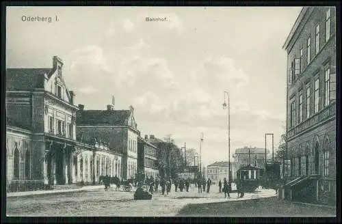 AK Bohumín Oderberg Region Mährisch Schlesien, Bahnhof Straßenbahn 1918