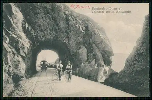 AK Col de la Schlucht Schlucht-Tunnel avec Tramway elektrischer Bergbahn 1918