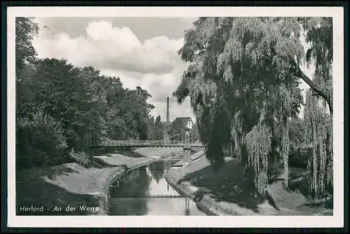 Foto AK Herford in Westfalen, Partie an der Werre, Brücke 1948 gelaufen