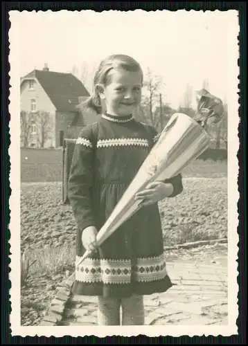 5x Foto Mädchen mein erster Schultag Zuckertüte Einschulung uvm. 1940-50