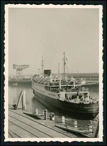 Foto Schiff Dampfer Koningin Elisabeth Oostende Abfahrt Bremerhaven ? 1948-55