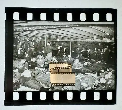 Zelluloid Dia-Negativ-Film Foto - Kriegsmarine - 4x3,5cm Kriegsschiff Unter Deck