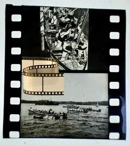 Zelluloid Dia-Negativ-Film Foto - Kriegsmarine - 4x3,5cm Kriegsschiffe Boote