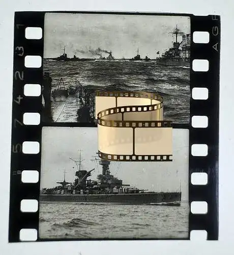 Zelluloid Dia-Negativ-Film Foto - Kriegsmarine - 4x3,5 cm Kriegsschiff