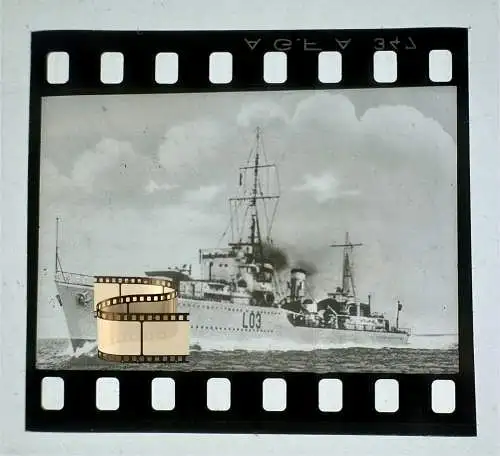 Zelluloid Dia-Negativ-Film Foto - Kriegsmarine - 4x3,5 cm Kriegsschiff L 03