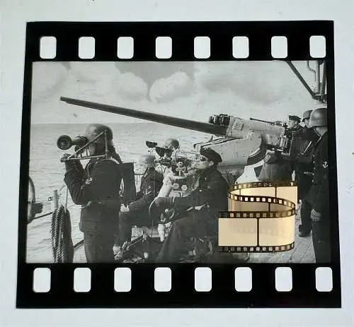 Zelluloid Dia-Negativ-Film Foto - Kriegsmarine - 4x3,5 Kriegsschiff E-Messgerät