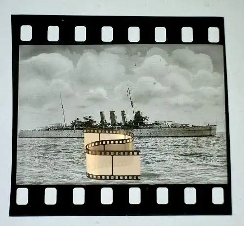 Zelluloid Dia-Negativ-Film Foto - Kriegsmarine - 4x3,5cm Kriegsschiff