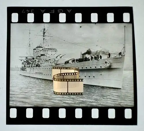 Zelluloid Dia-Negativ-Film Foto - Kriegsmarine - 4x3,5cm Kriegsschiff