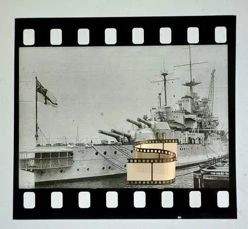 Zelluloid Dia-Negativ-Film Foto - Kriegsmarine - 4 x 3,5cm englisch Kriegsschiff