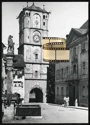 Foto Wangen im Allgäu Blick auf Ravensburger Tor und Brunnen um 1938