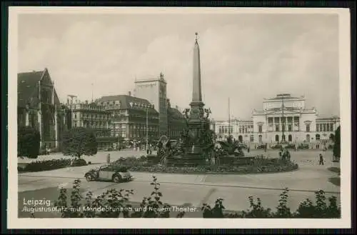 3x AK Leipzig in Sachsen Augustusplatz Mendebrunnen Theater Altes Rathaus 1941