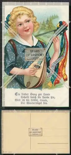 AK Litho 1905 blondes Wandermädchen - Ein froher Sang zur Laute schallt durch…..