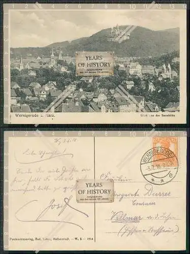 AK  Wernigerode Harz Teilansicht Blick von der Sennhütte 1918 gel.