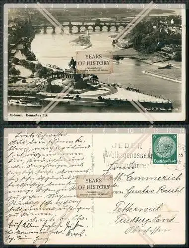 Foto AK Koblenz an Rhein und Mosel Deutsches Eck 1935 gelaufen