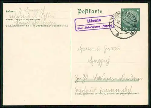 2x AK Ganzsache Landpoststempel Ulsnis über Süderbrarup Angeln SL 1935 gelaufen