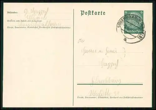 2x AK Ganzsache Landpoststempel Ulsnis über Süderbrarup Angeln SL 1935 gelaufen