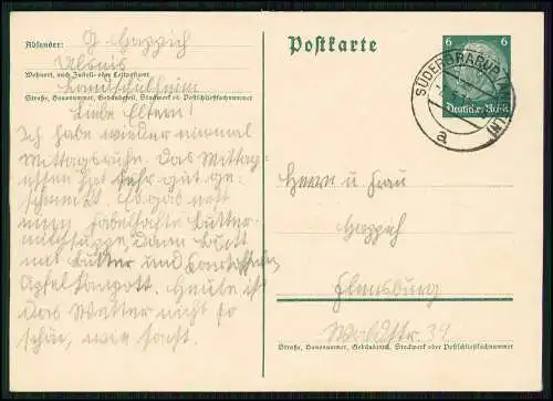 2x AK Ganzsache Landpoststempel Ulsnis über Süderbrarup Angeln SL 1934 gelaufen