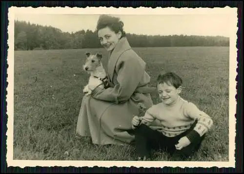 11x Foto Hund Foxterrier lebhafter mutiger Hund drahtiges Fell mit Familie