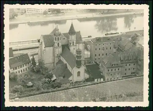 2x Foto Würzburg am Main St. Burkard von der Festung Marienberg gesehen