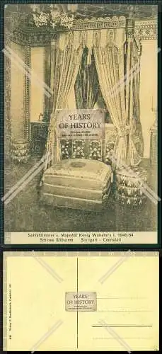 Orig. AK Stuttgart Cannstatt Schloss Wilhelma Schlafzimmer seiner Majestät Kö