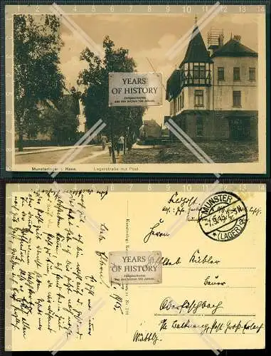 Orig. AK Truppenübungsplatz Munsterlager Lüneburger Heide Lagerstraße mit Po