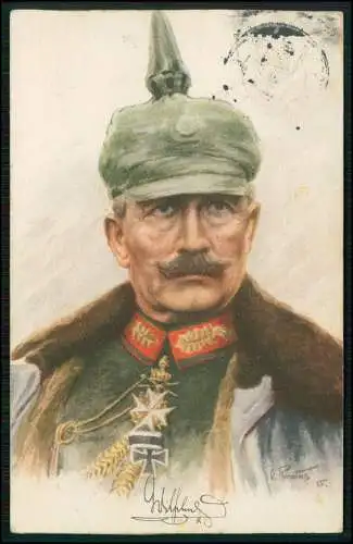 AK Renatus, Otto, Kaiser Wilhelm II., Portrait, Pickelhaube Orden 1915 gelaufen