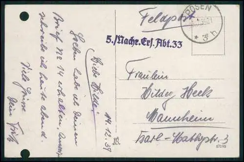 AK Poznan Posen Zamek Ziemstwo Kredytowe 1939 Feldpost gel. Nachrichten Abt. 33