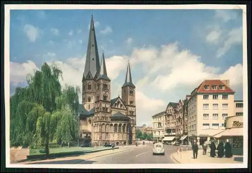 AK Bonn am Rhein, an der Münsterkirche Straßenansicht mit VW Käfer Volkswagen