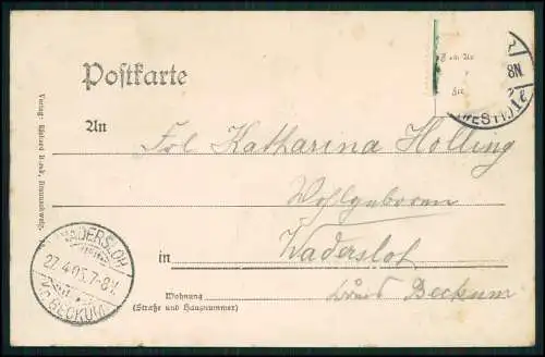 AK Handorf Münster Westfalen Wersebrücke Wasserpartie Kirchturm 1905 gelaufen.