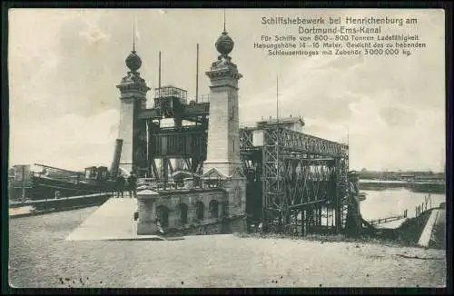 AK Oberwiese Waltrop Schiffshebewerk Henrichenburg Dortmund-Ems-Kanal 1911 gel.