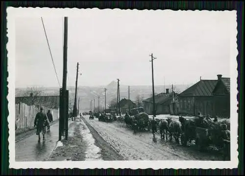 Foto Russland Deutsche Wehrmacht Infanterie Soldaten Pferdetransport im Schlamm